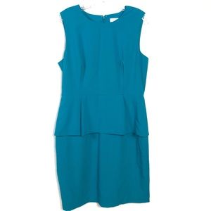 Calvin Klein Turquoise Peplum Work Dress